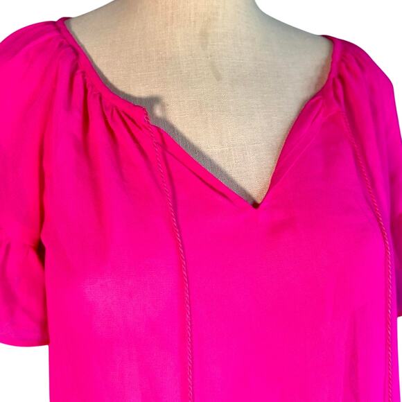 Womens Top Size XS Pink Ruffle Professional Business Casual Bold Bright Barbie - Picture 3 of 8
